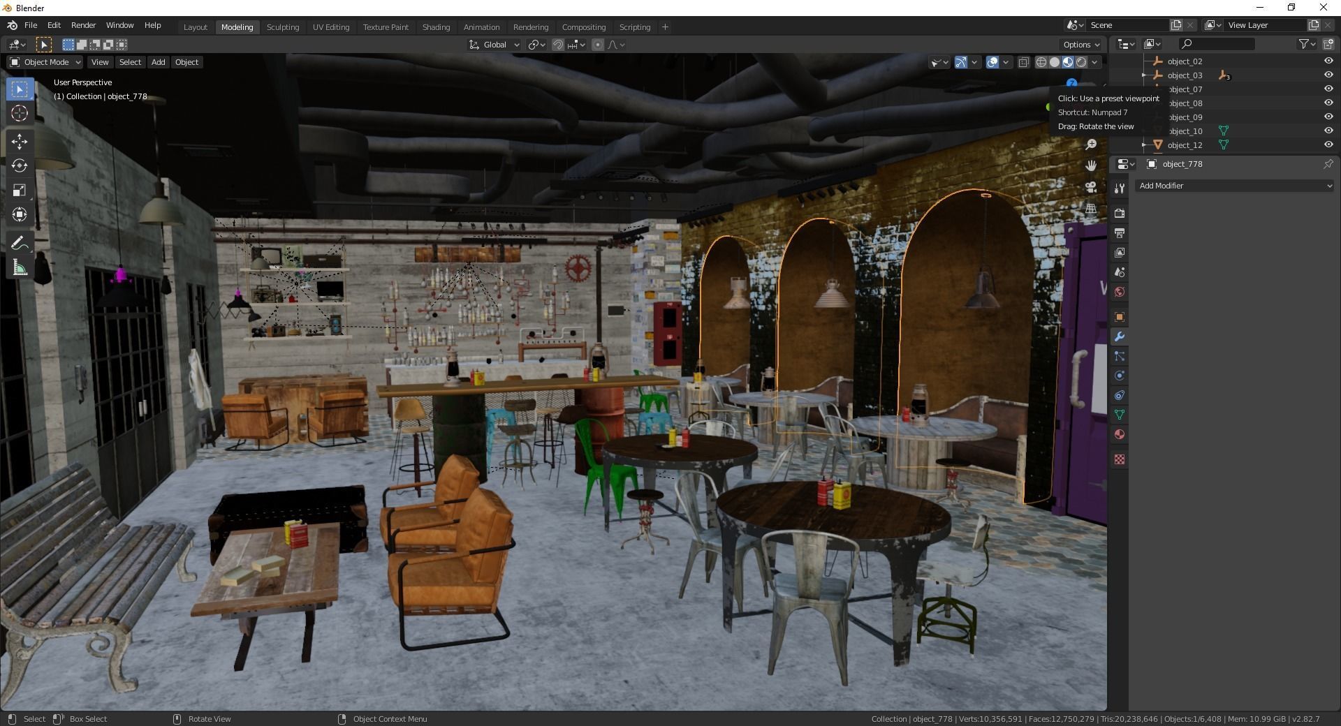 restaurant vintage modern 3D model_8