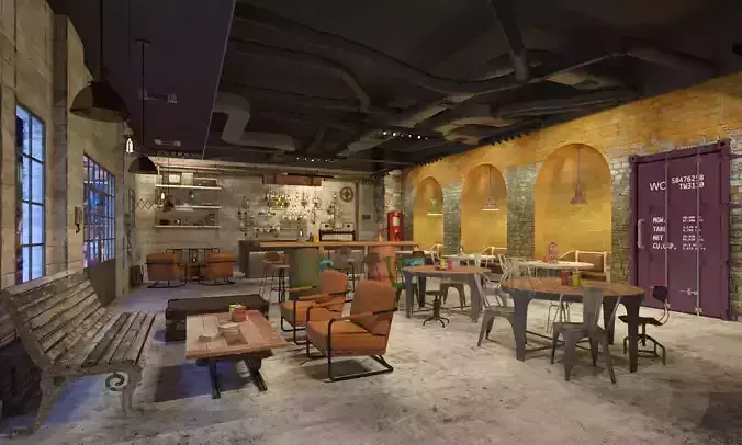 restaurant vintage modern 3D model