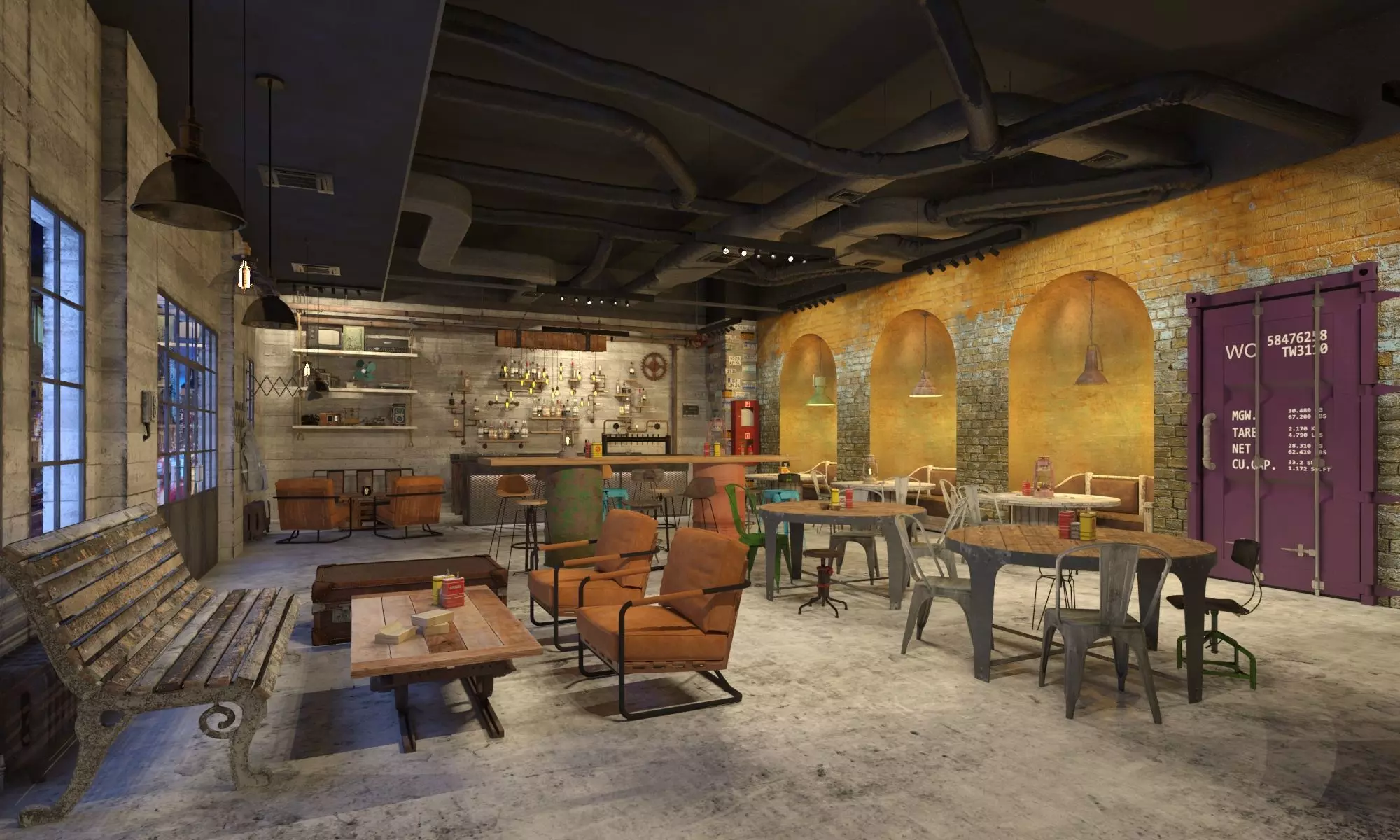 restaurant vintage modern 3D model_0