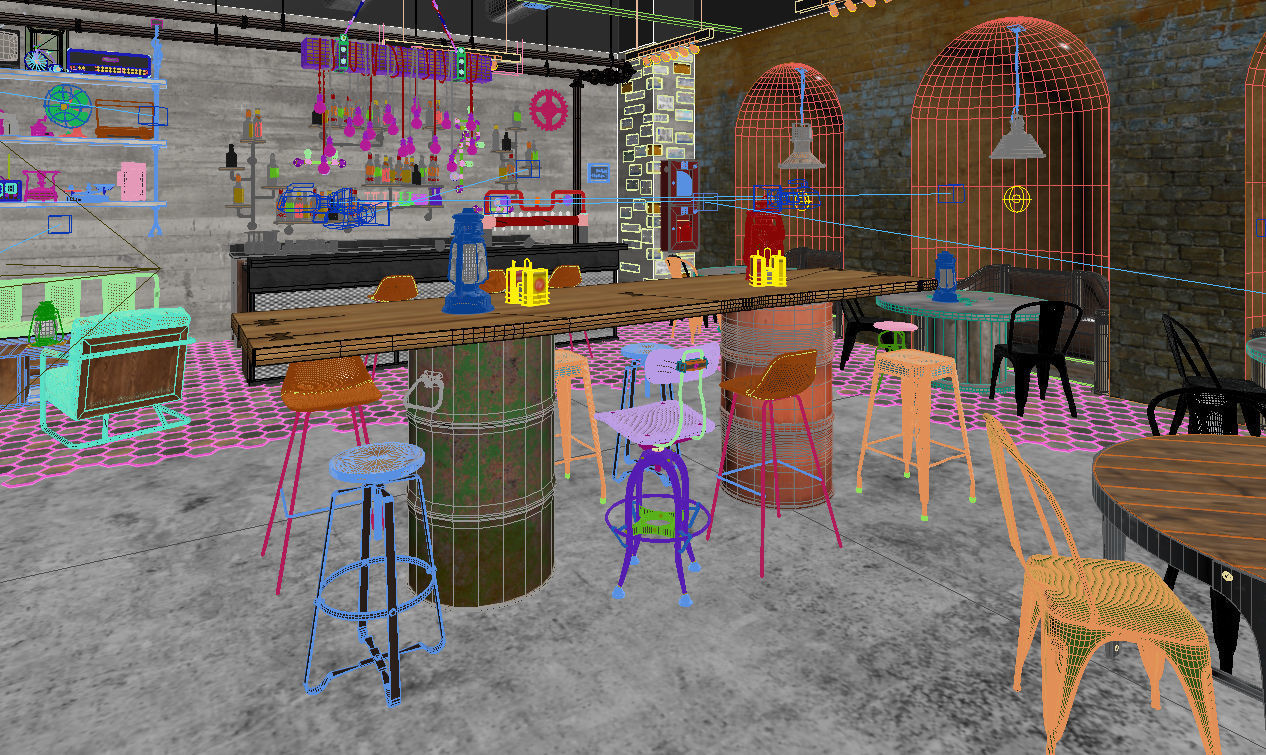 restaurant vintage modern 3D model_7
