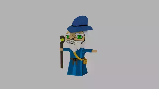 wizard made in blender Low-poly 3D model