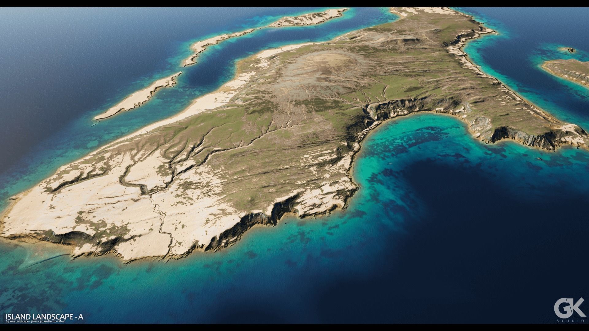 Island Landscape - A Low-poly 3D model_6