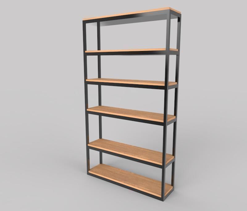 The Shelf bookcase with five shelves Low-poly 3D model_1