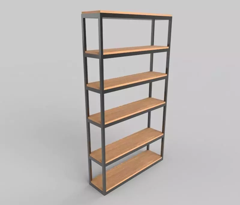 The Shelf bookcase with five shelves Low-poly 3D model_0