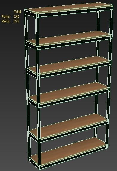 The Shelf bookcase with five shelves Low-poly 3D model_3