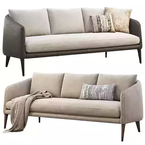 Rhys Leather Bench Seat Sofas 2 options  3D model