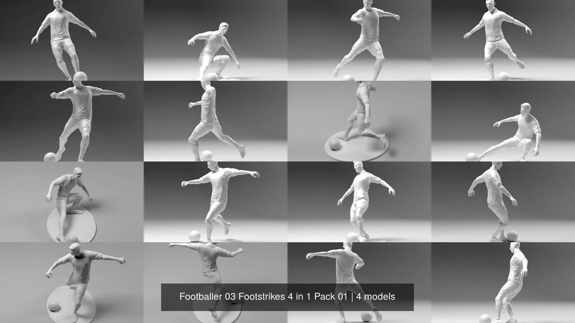Footballer 03 Footstrikes 4 in 1 Pack 01 3D Model Collection_0