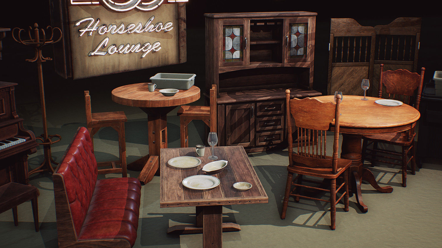 Game ready UE4 Furniture Realism Props Low-poly 3D model_1