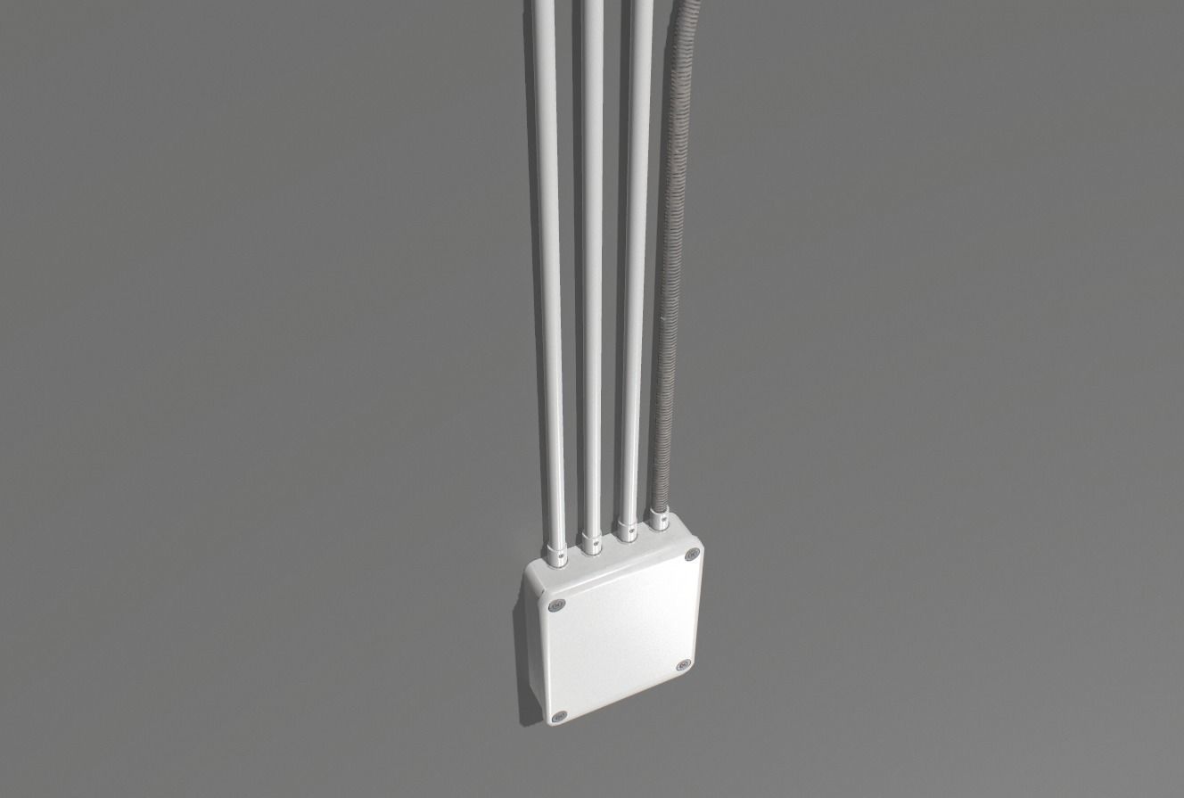 Metal Electric wall wires set Low-poly 3D model_4