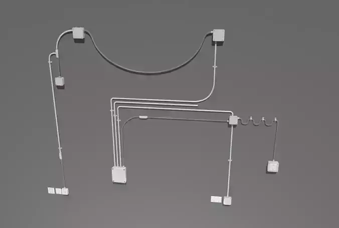 Metal Electric wall wires set Low-poly 3D model