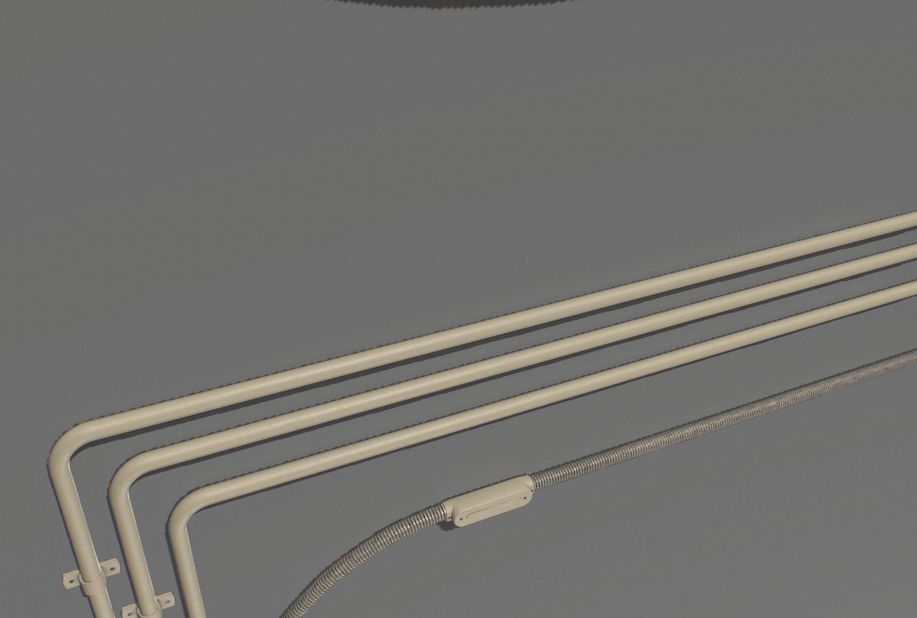 Yellow electric wall wires set Low-poly 3D model_7