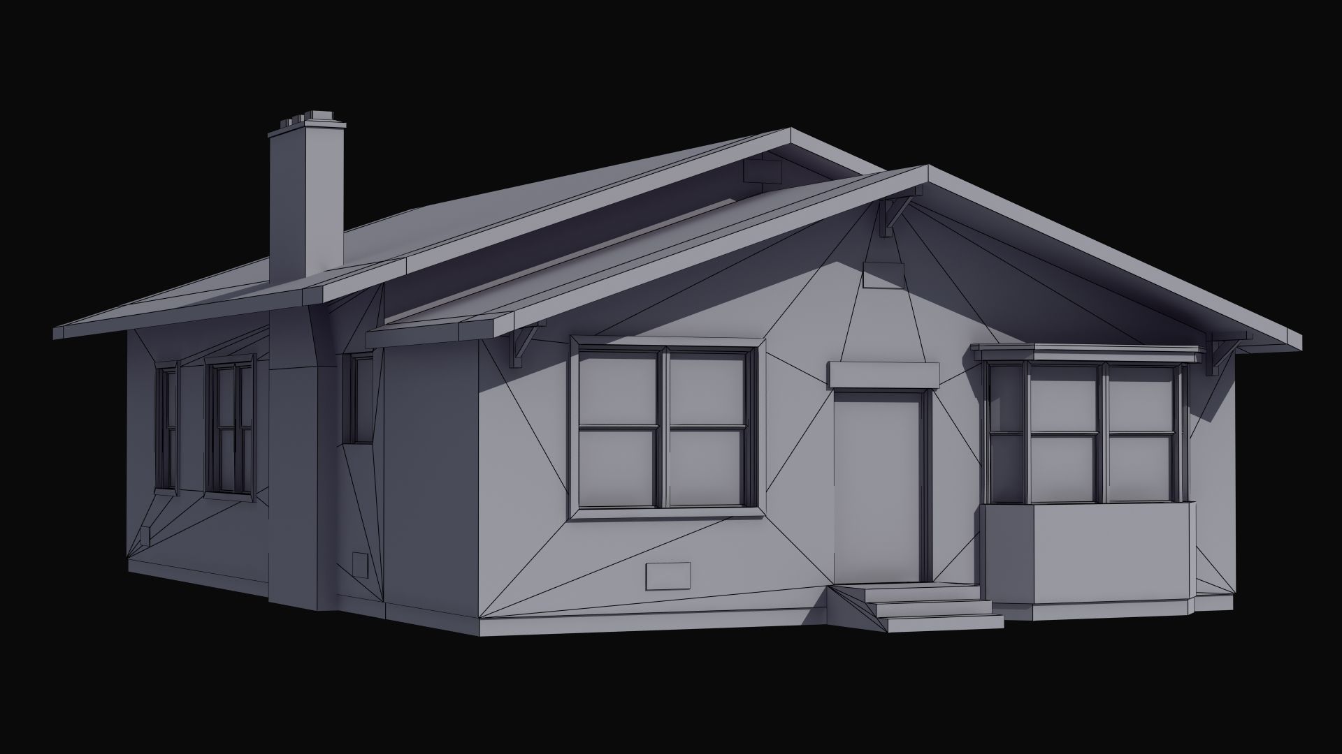 Bungalow house with porch 3D model_42
