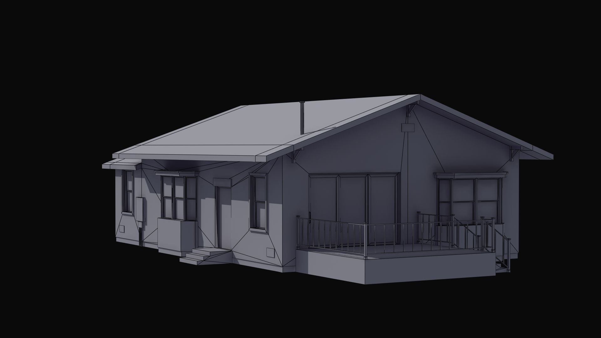 Bungalow house with porch 3D model_50
