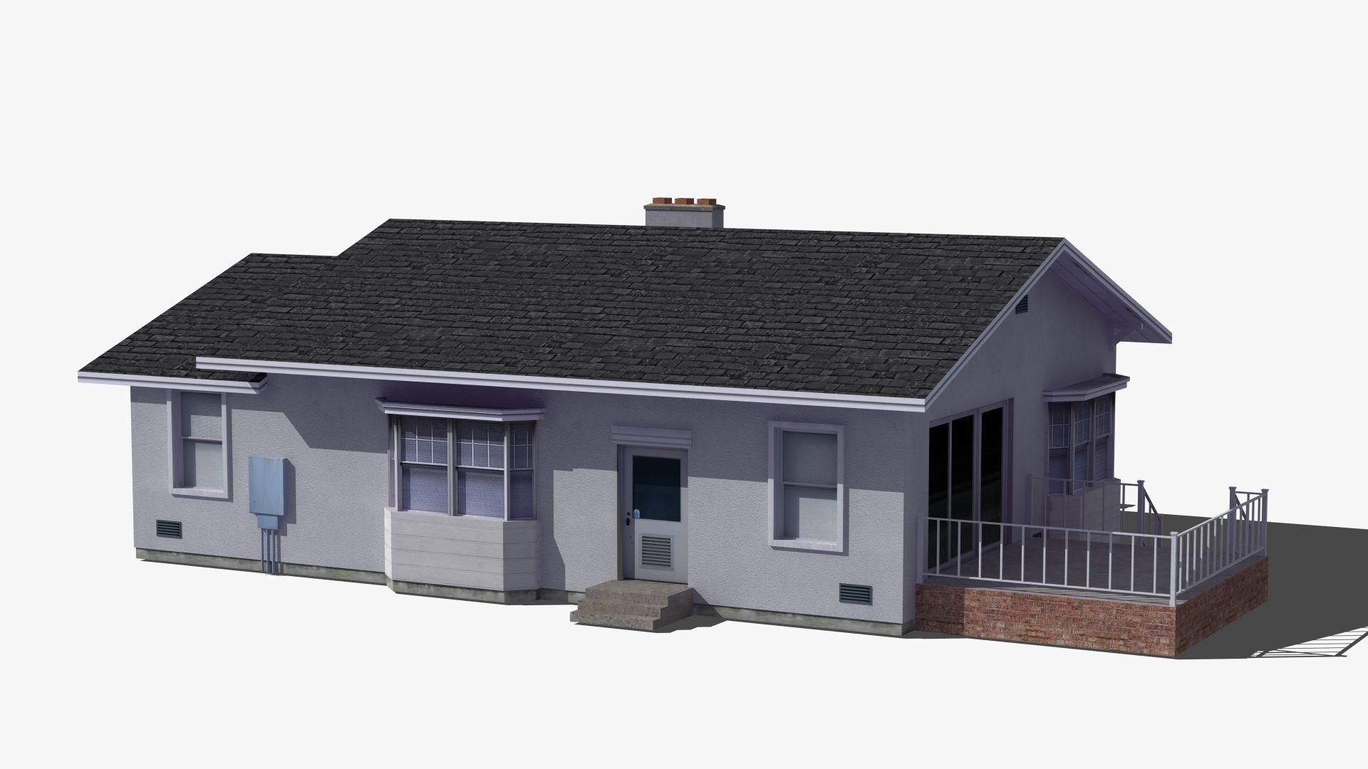 Bungalow house with porch 3D model_32