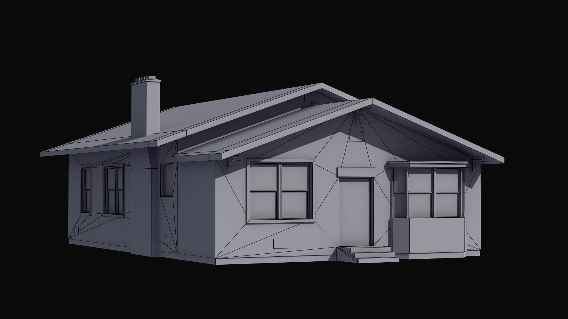 Bungalow house with porch 3D model_43