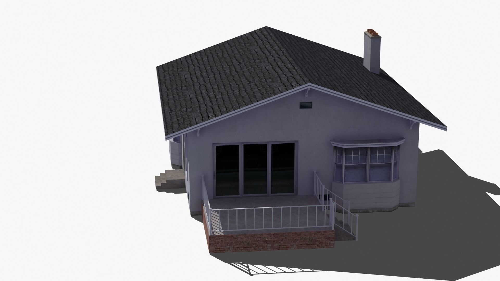 Bungalow house with porch 3D model_35