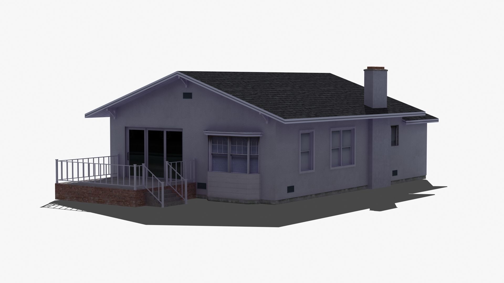 Bungalow house with porch 3D model_37
