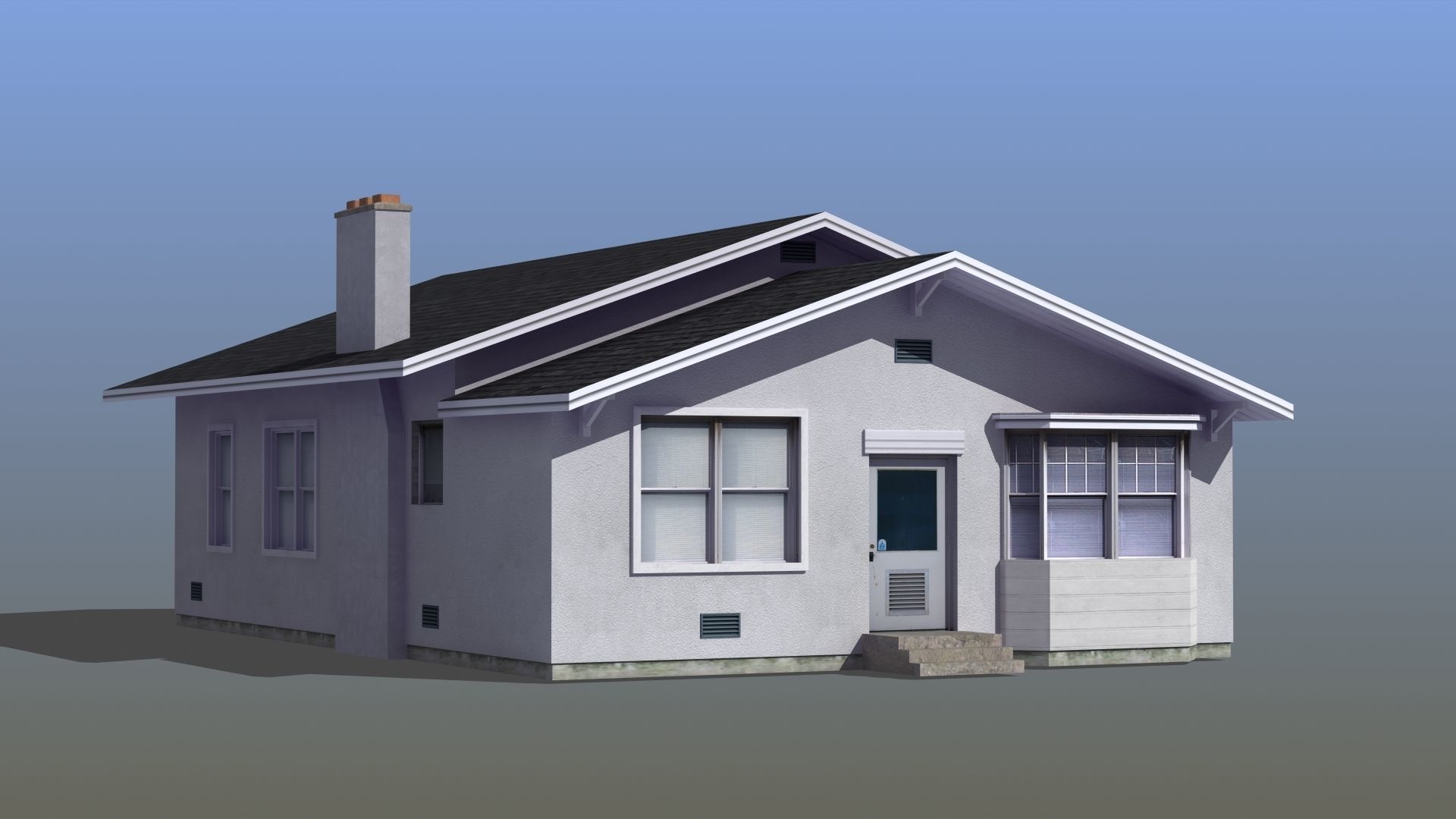 Bungalow house with porch 3D model_4