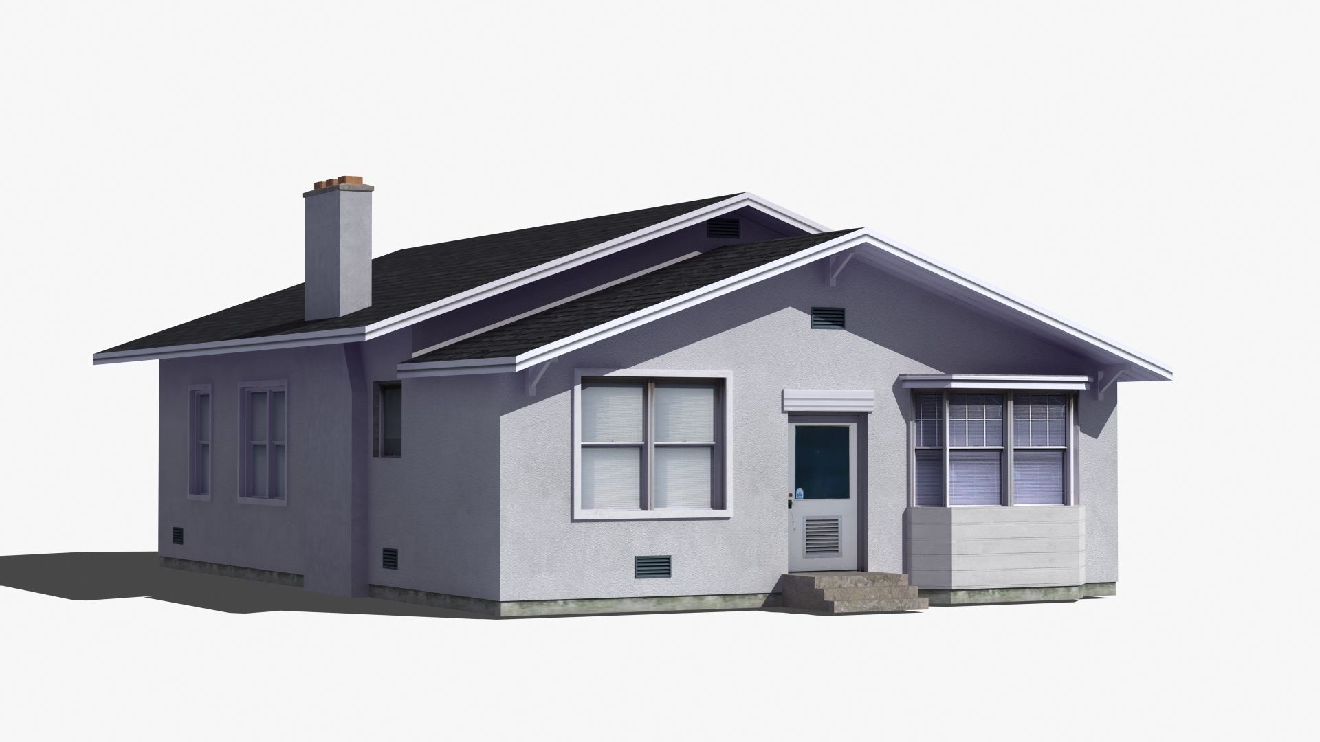 Bungalow house with porch 3D model_25