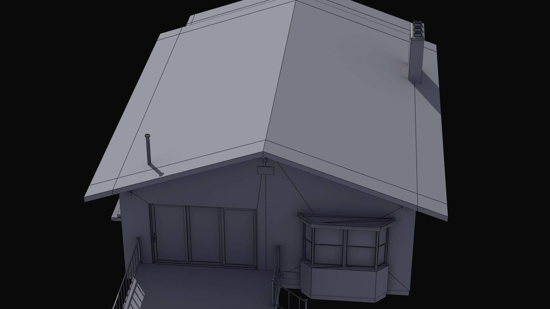 Bungalow house with porch 3D model_39