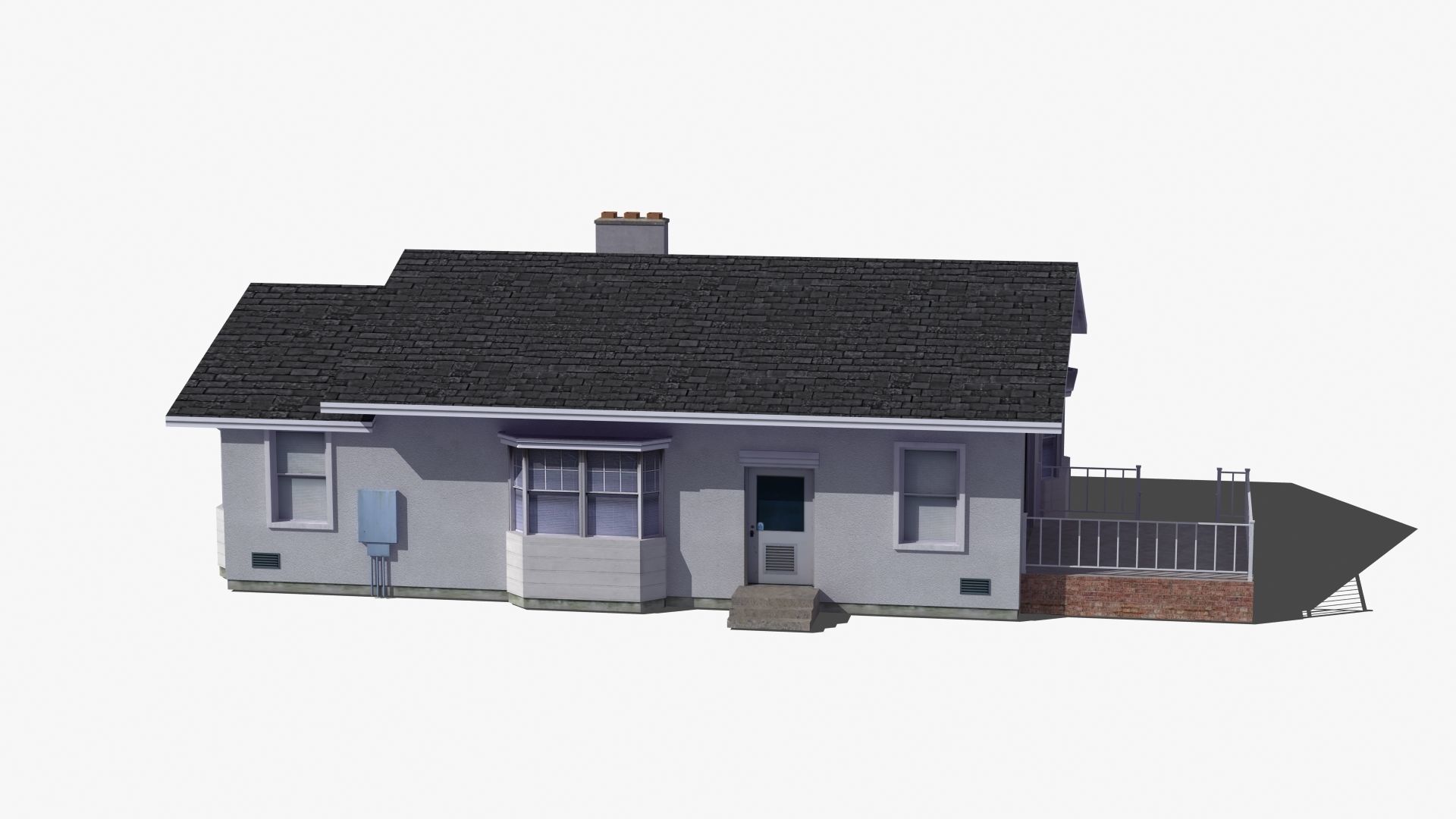 Bungalow house with porch 3D model_31