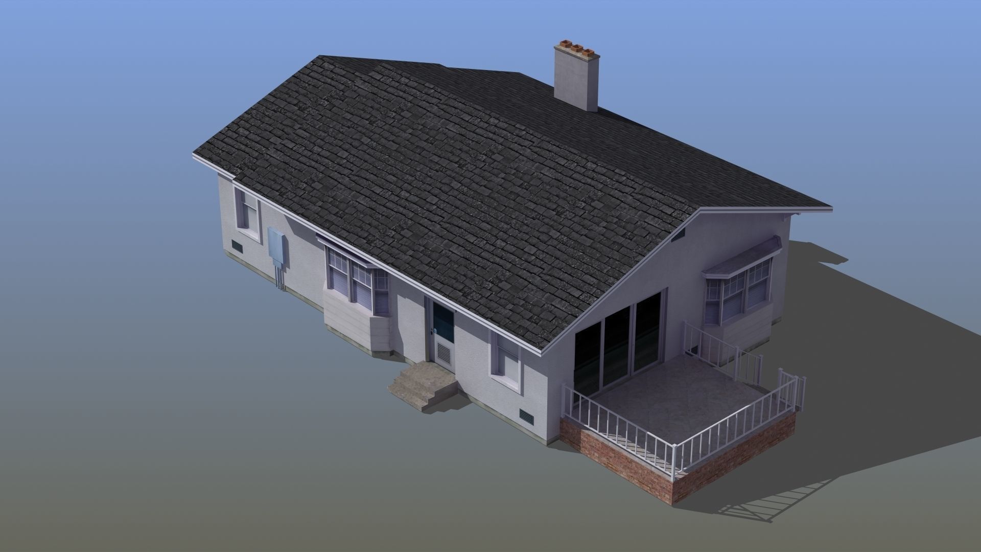 Bungalow house with porch 3D model_28