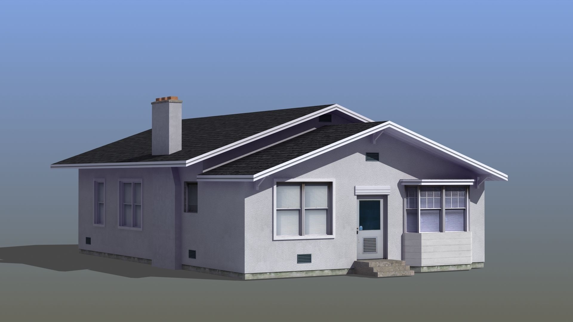 Bungalow house with porch 3D model_5