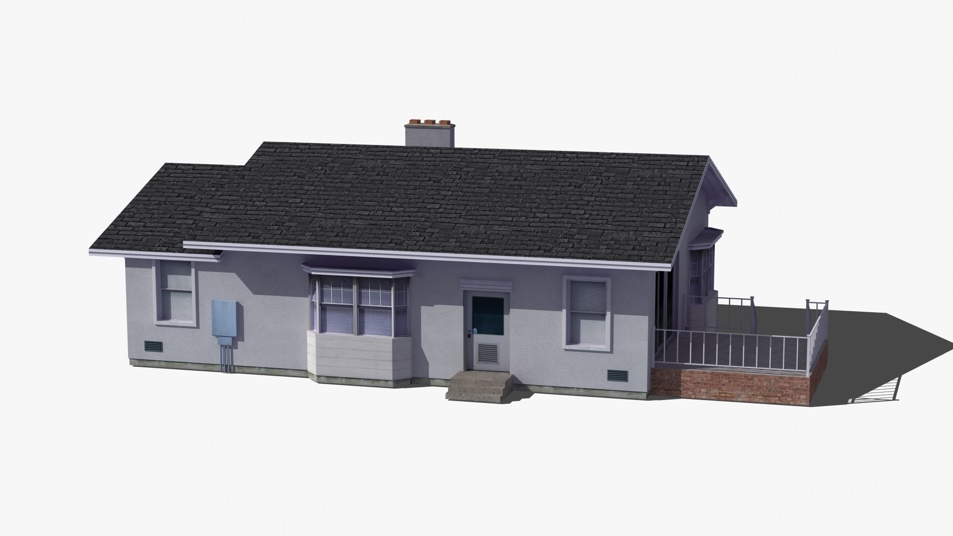 Bungalow house with porch 3D model_30
