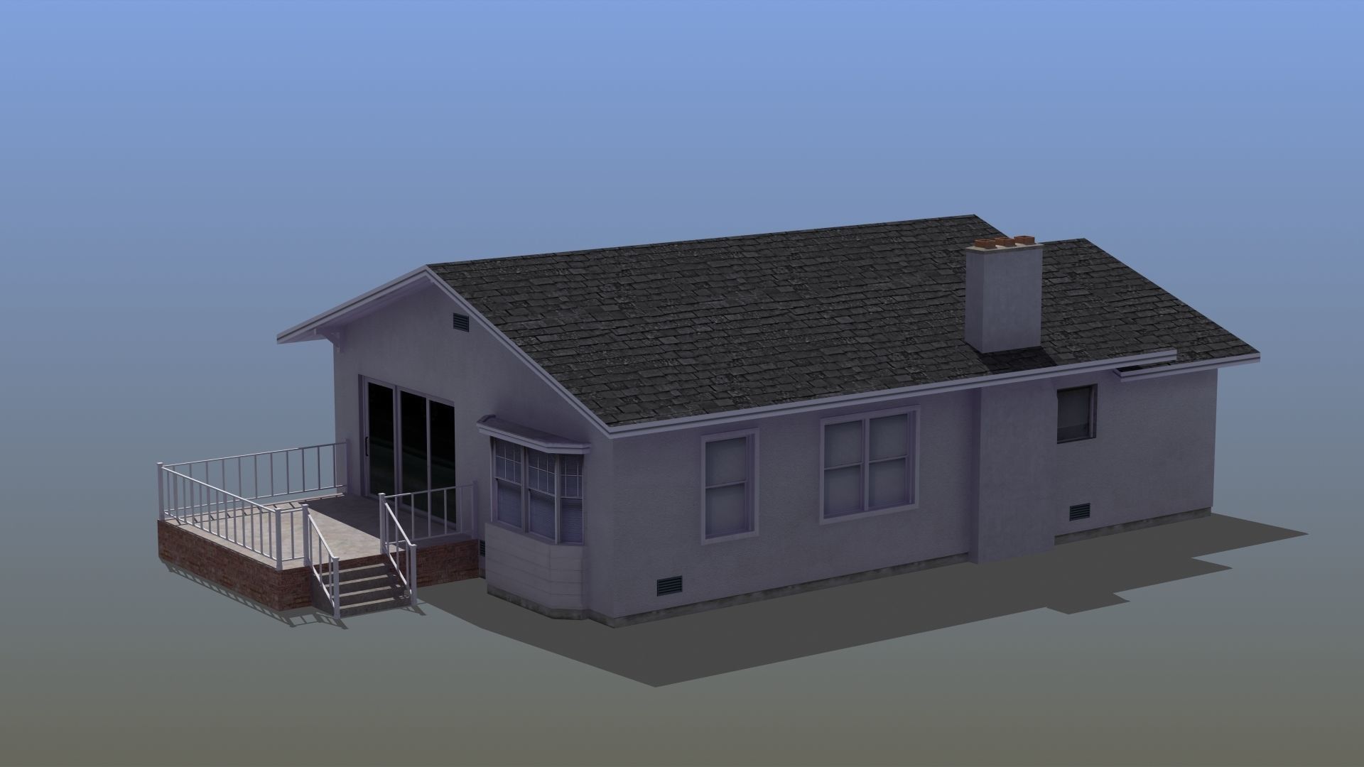 Bungalow house with porch 3D model_18