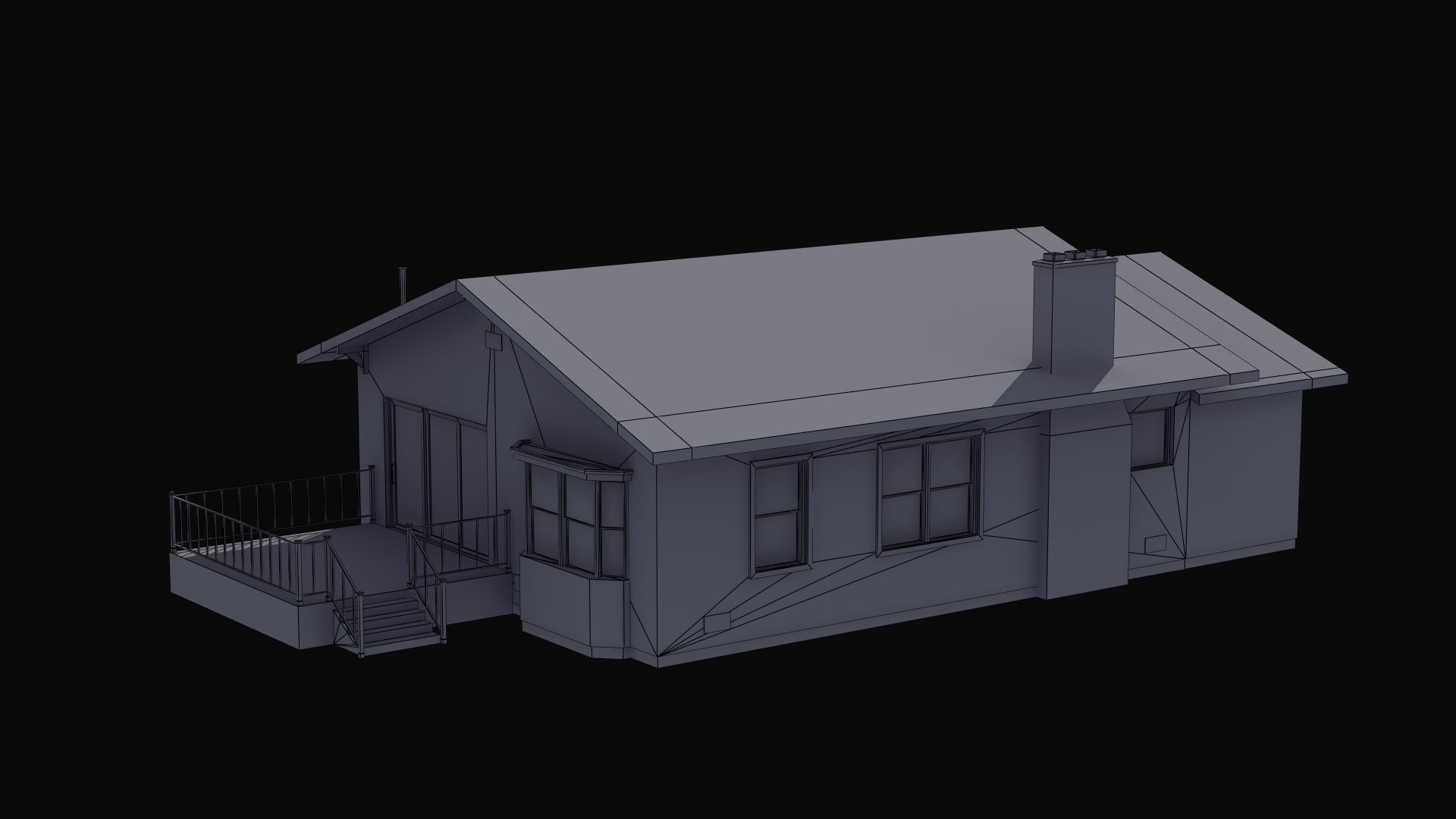 Bungalow house with porch 3D model_40