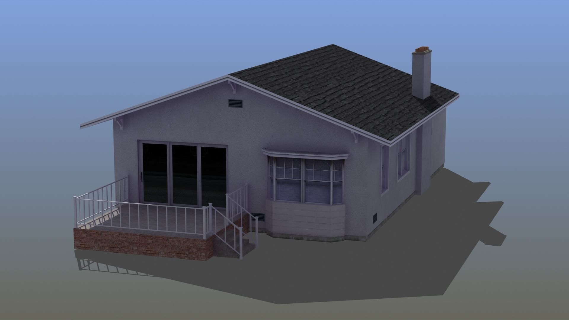 Bungalow house with porch 3D model_14