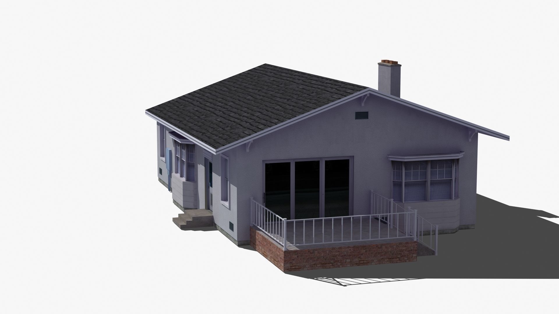 Bungalow house with porch 3D model_34