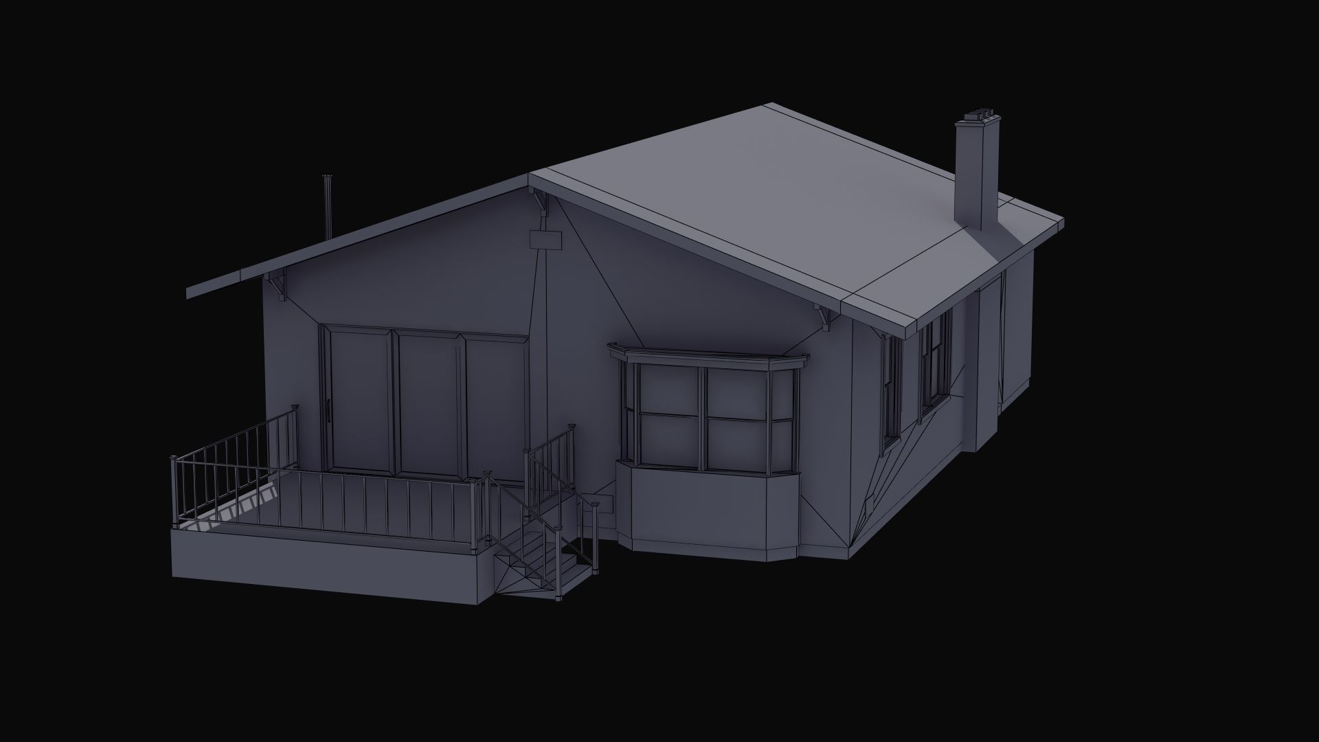 Bungalow house with porch 3D model_53