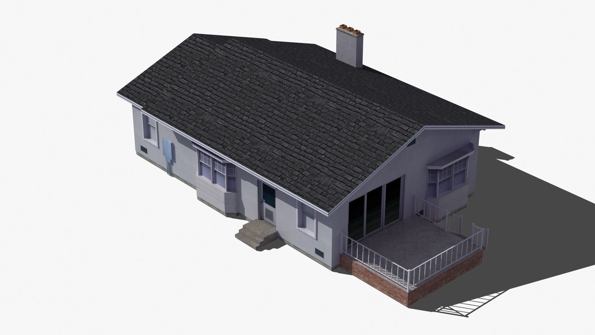Bungalow house with porch 3D model_20