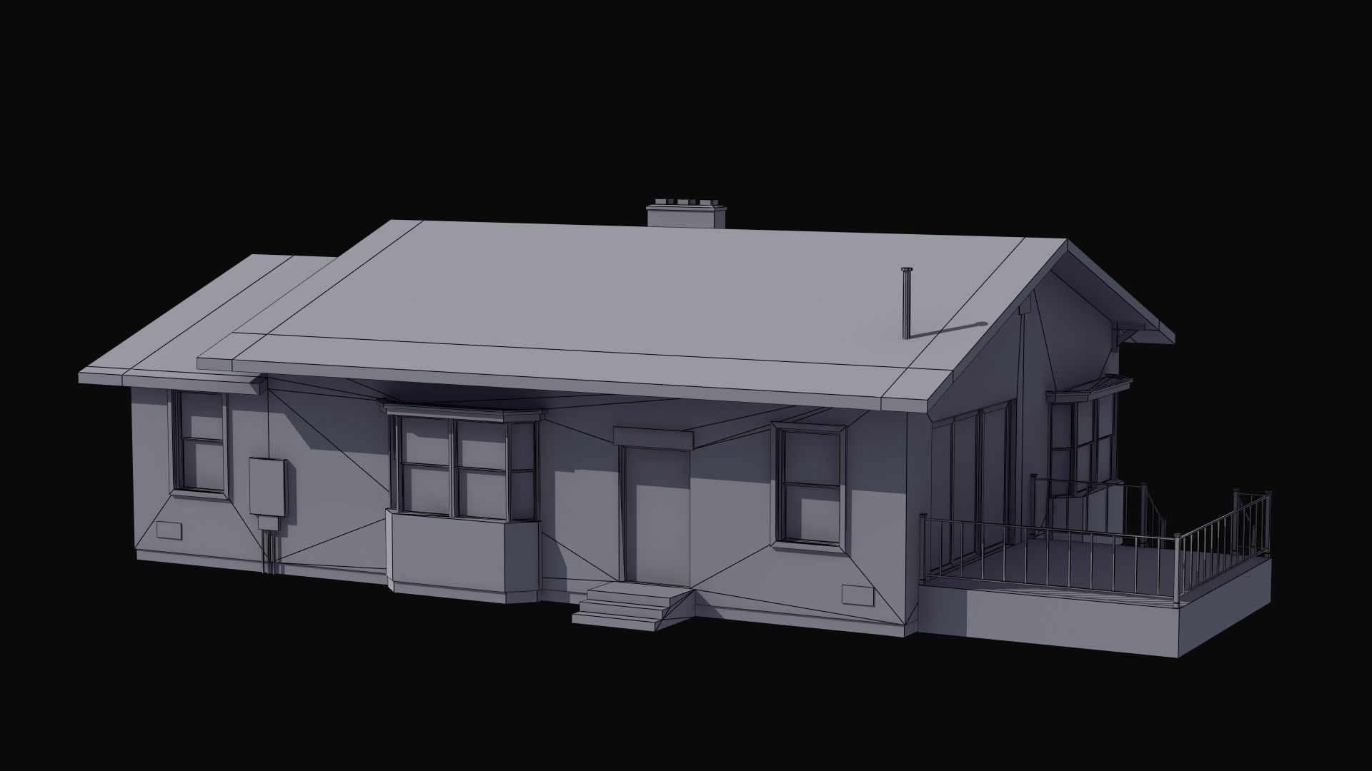 Bungalow house with porch 3D model_49