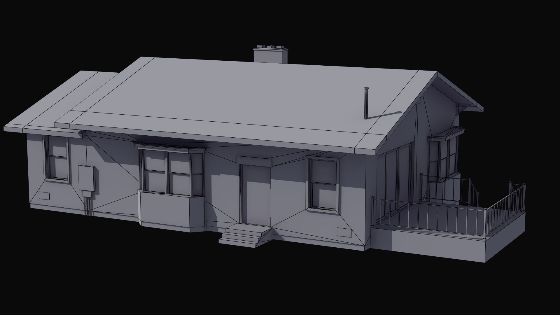 Bungalow house with porch 3D model_46