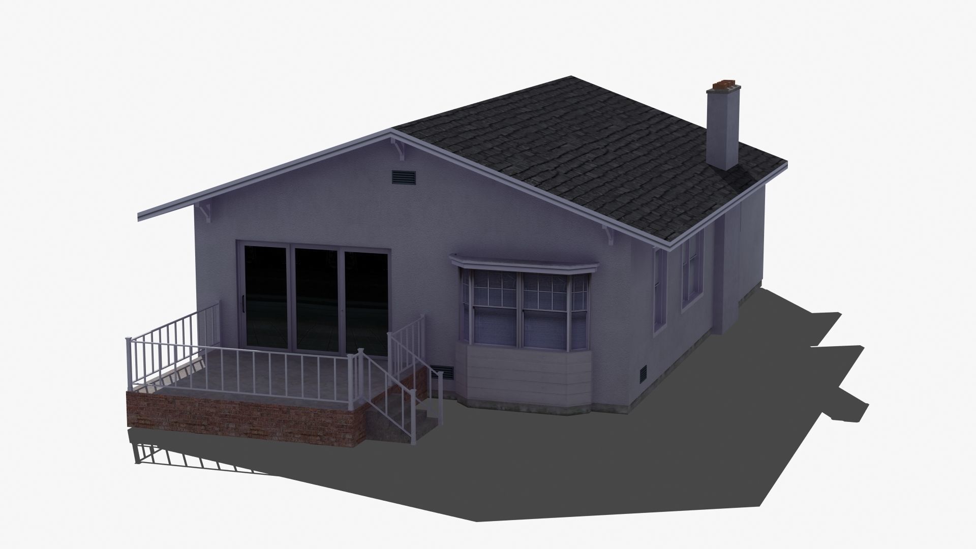 Bungalow house with porch 3D model_36