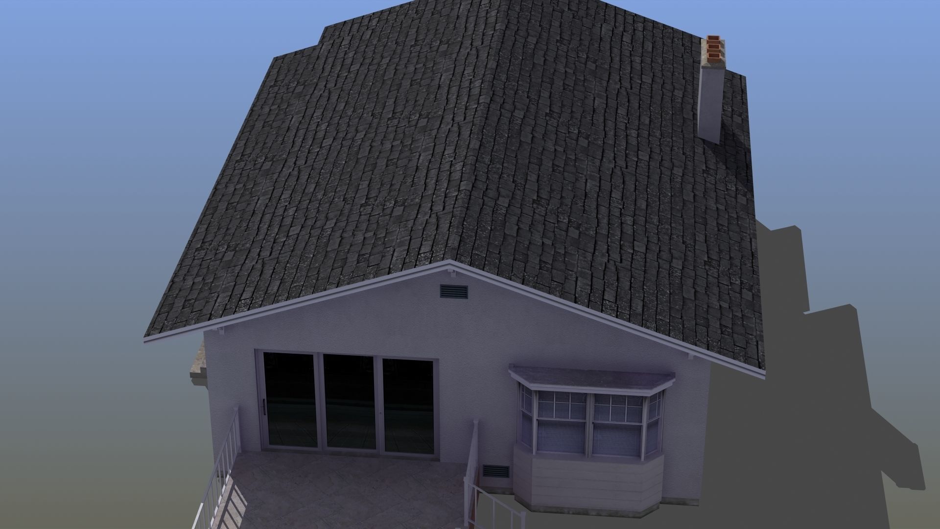 Bungalow house with porch 3D model_1