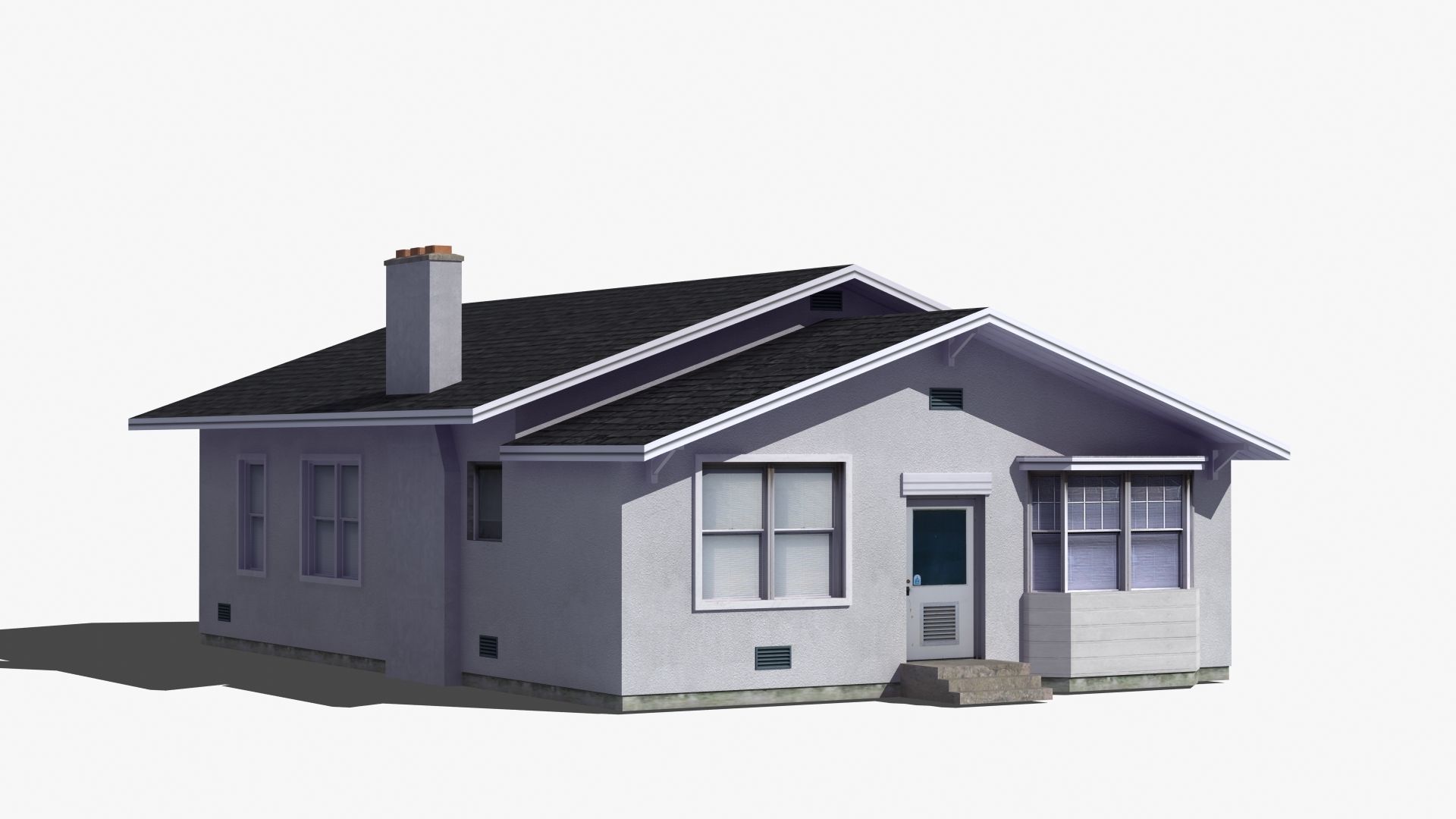 Bungalow house with porch 3D model_26
