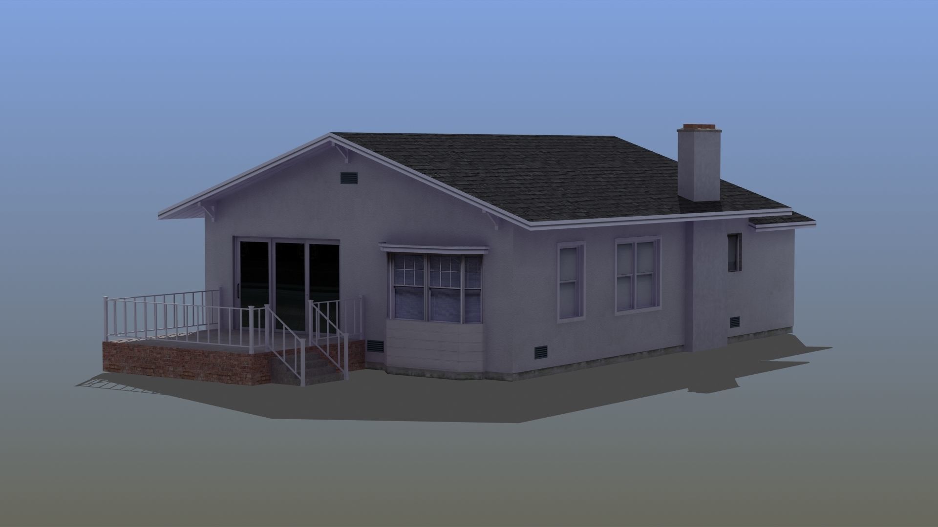 Bungalow house with porch 3D model_15