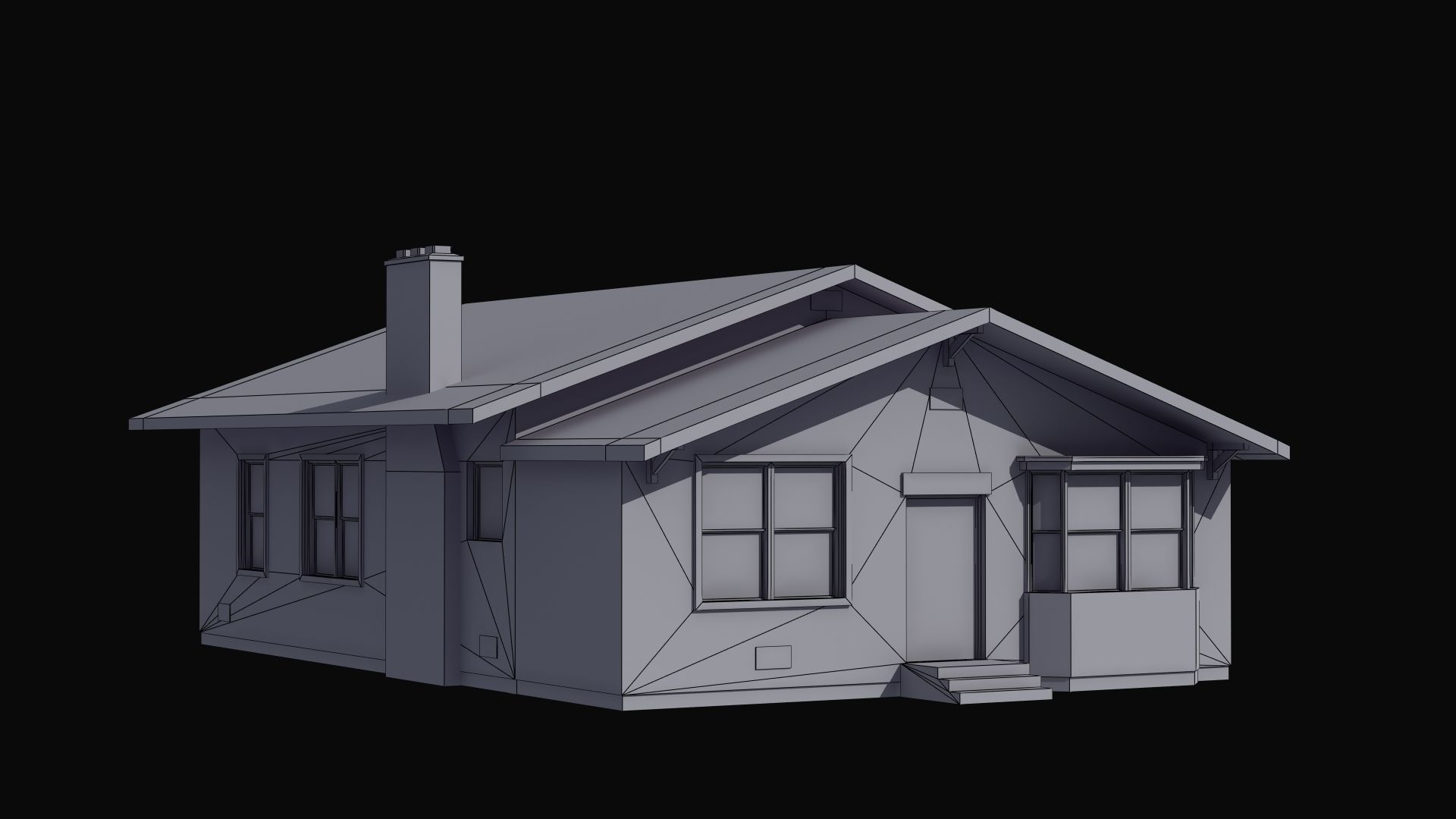 Bungalow house with porch 3D model_44