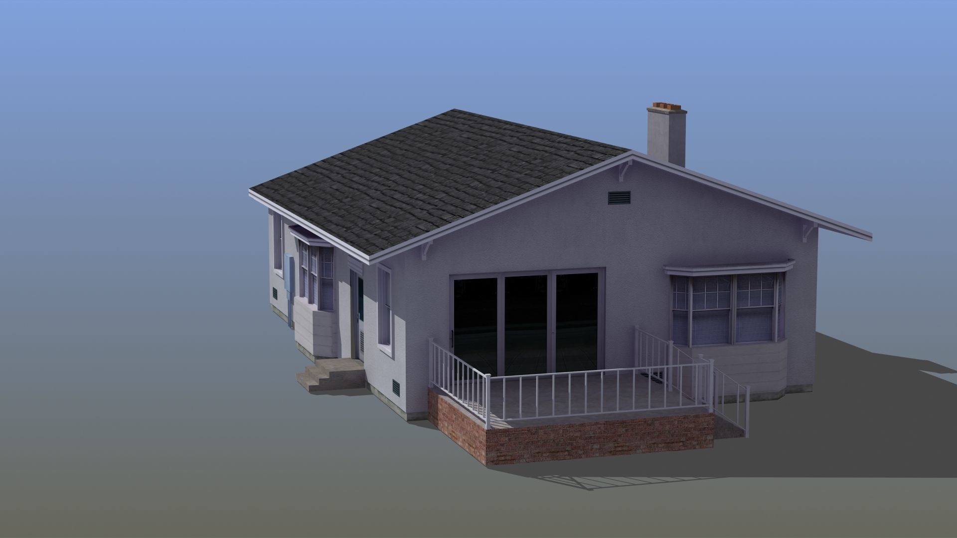 Bungalow house with porch 3D model_12