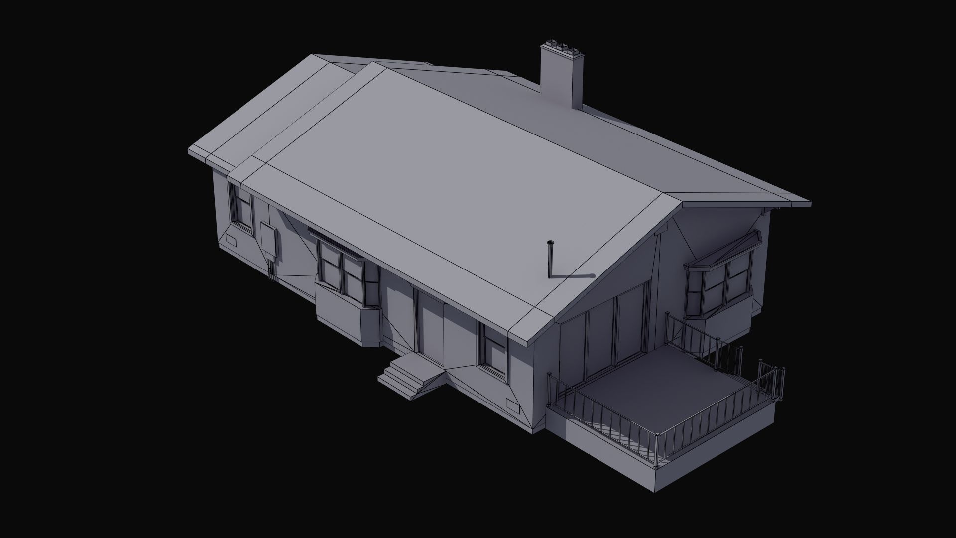 Bungalow house with porch 3D model_38