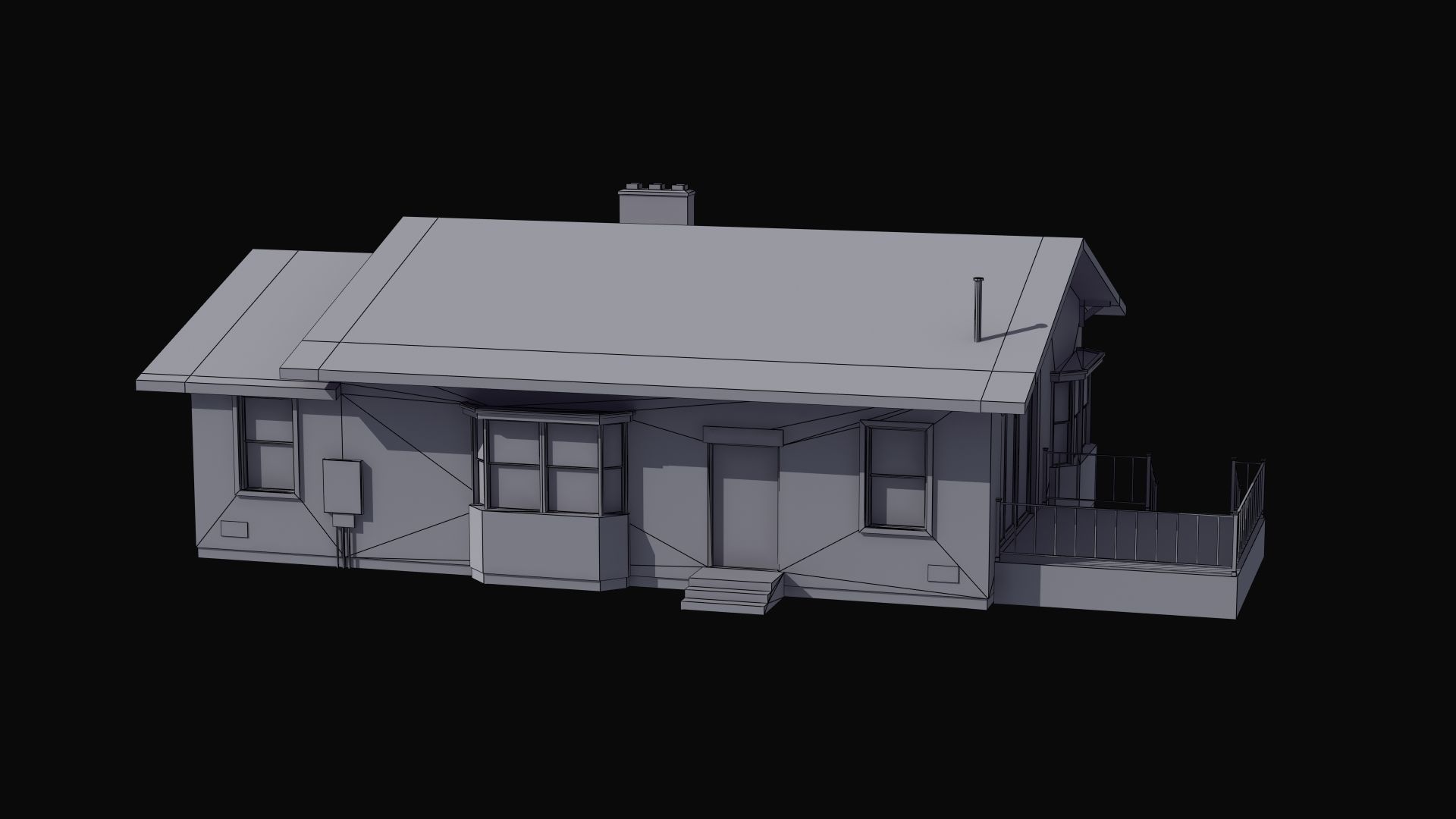 Bungalow house with porch 3D model_47