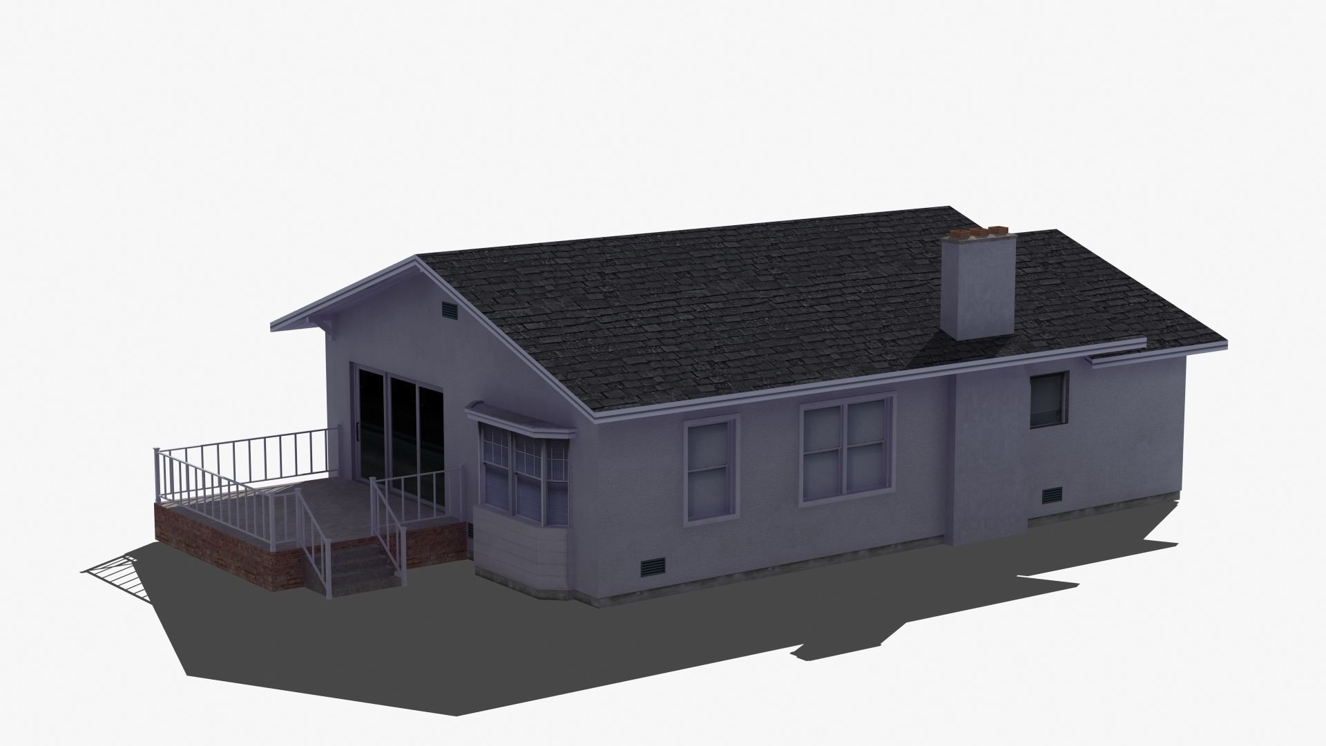 Bungalow house with porch 3D model_22