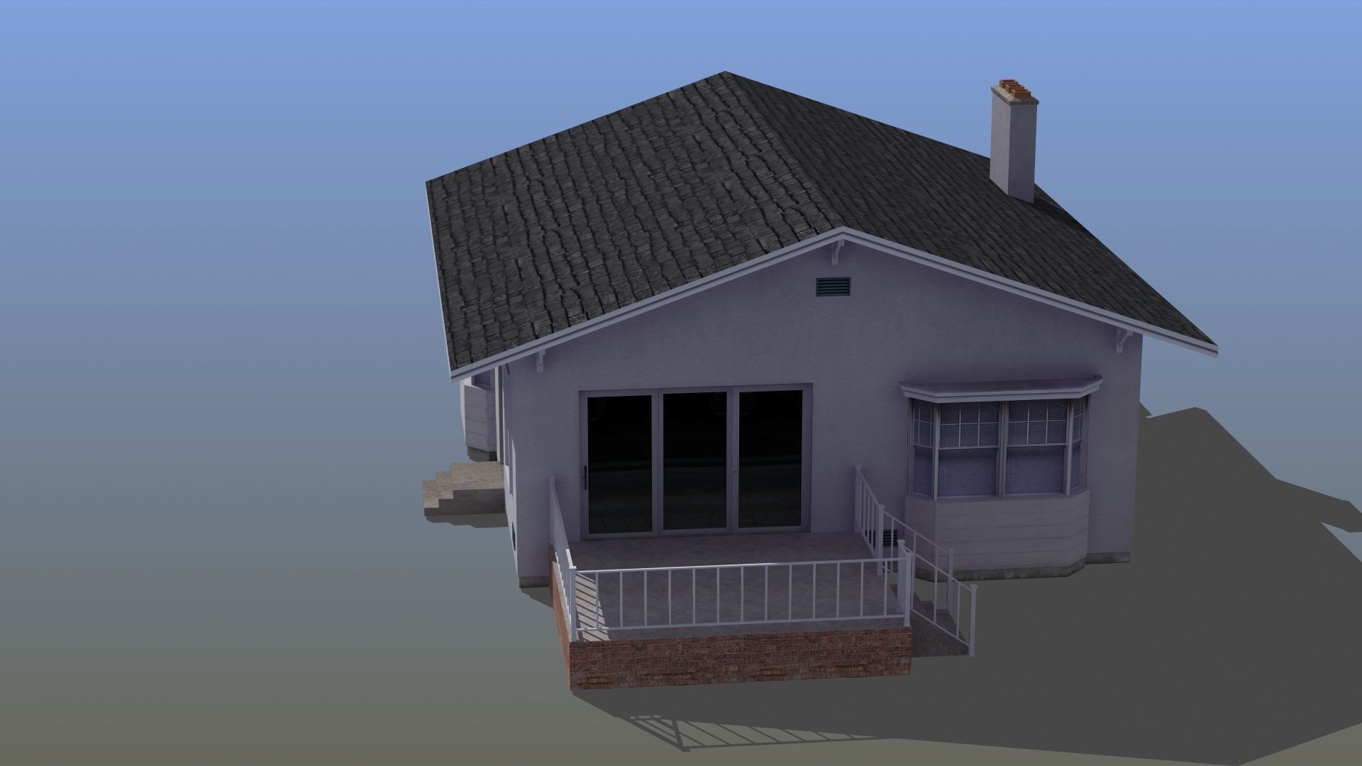Bungalow house with porch 3D model_13