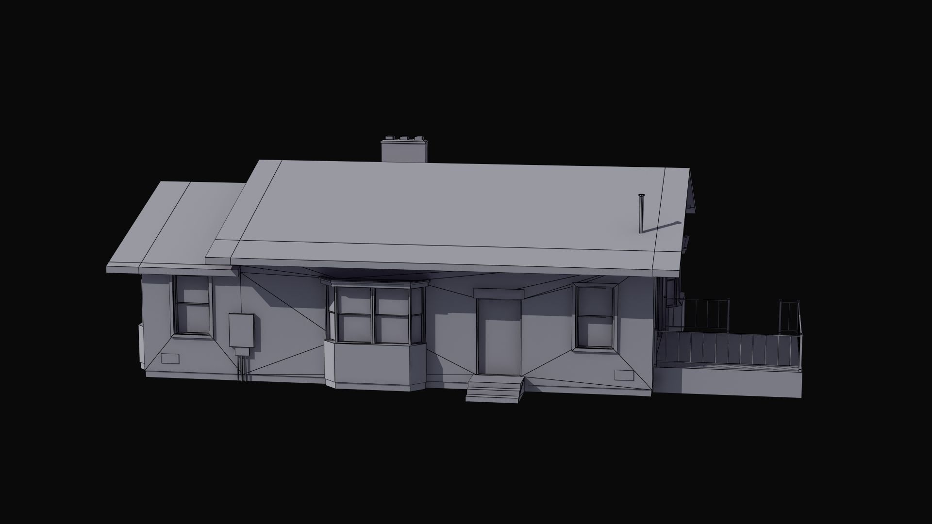 Bungalow house with porch 3D model_48