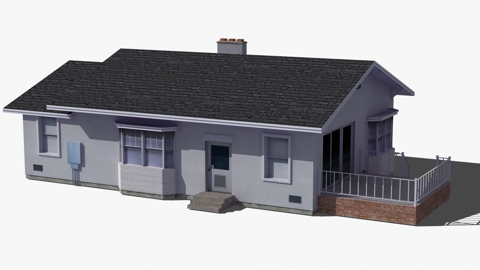 Bungalow house with porch 3D model_29