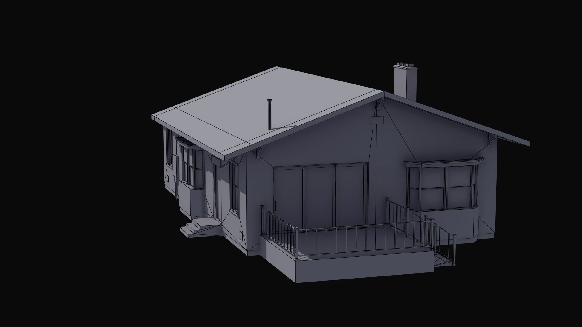 Bungalow house with porch 3D model_51