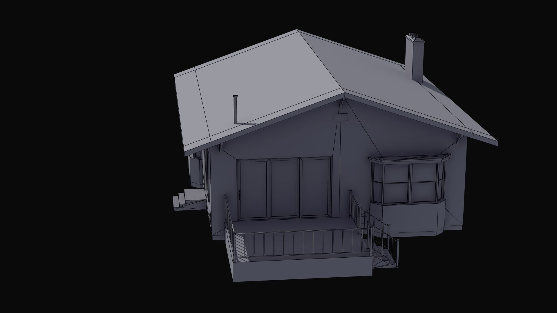 Bungalow house with porch 3D model_52